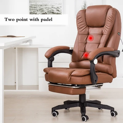 Офисное кресло Boss PU кожаное вращающееся массажное кресло с подножкой для ног домашнее кресло эргономичное компьютерное кресло - Цвет: Two massage pedal