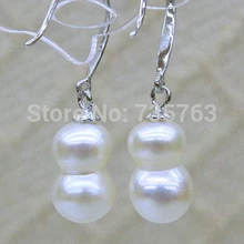 Xiuli 00260 Редкие 8.5x15 мм Форма Арахиса Южного Моря Барокко Перл Мотаться Серьги 14KGP Solid Gold