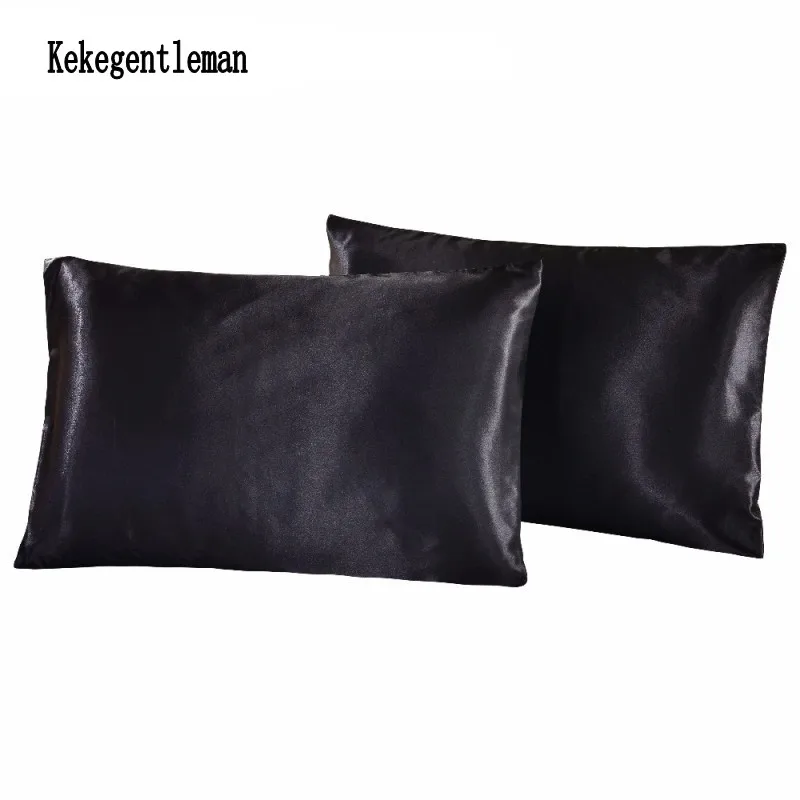 

2PCS Bedding Silk Pillowcases Satin Faux Silk Pillow Case Pillow Cover Solid Color Standard Queen Full King Russia US Size