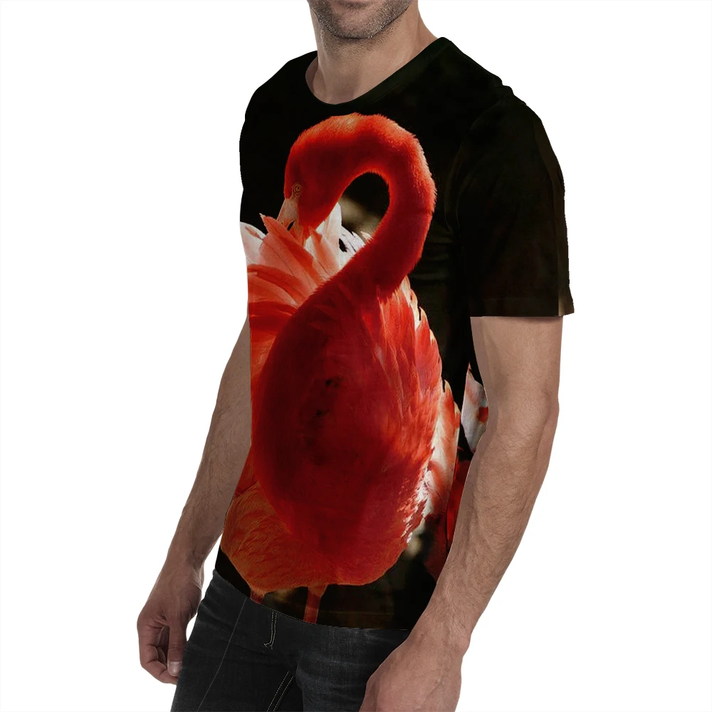 2019 Flamingo 3d T shirt Print Bird Animal Short Sleeve Summer Top Tees O-neck Flamingo Paintings  Men T-Shirt Mens Fashion