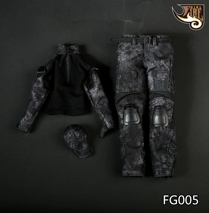 Модель 1/6 года, игрушки для девочек FG005, женские/FG006, Мужская камуфляжная форма с черной змеей, боевая одежда, штаны, костюм для 12 дюймов, фигурка - Цвет: FG005Female