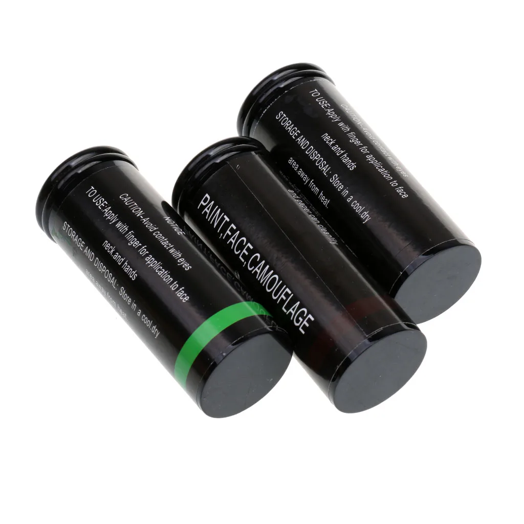 Pack of 3pcs Army Camo Face Body Paint Cream Stick Black Green Brown 7.8cm/3'' for Outdoor Field CS Tactical Colors Equipment