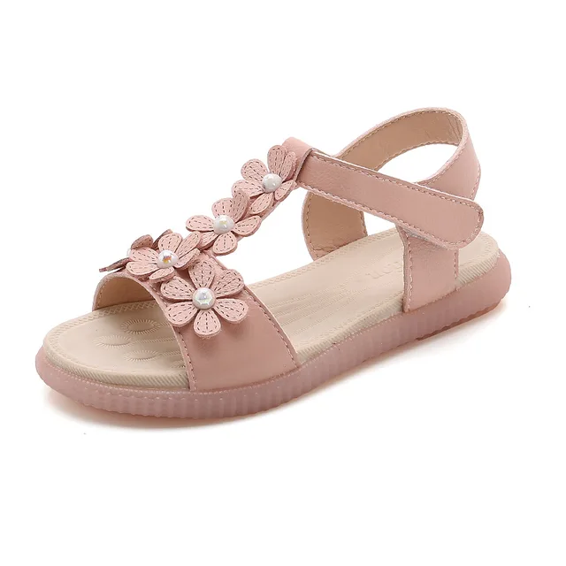 2019 New Kids Flowers Summer Shoes Little Girls Sandals Big Children Princess Beach Flat Sandals