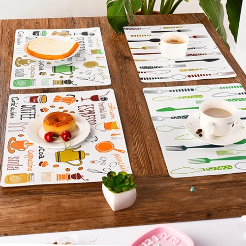2 Pcs Placemat Fashion Heat Shield Dining Table Mat Disc Pads Bowl Pad Coasters Waterproof Table