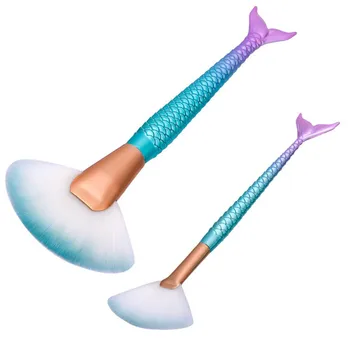 

Mermaid Makeup Brushes Super Soft Large/Samll Fan Cosmetic Make Up Tool Foundation Powder Contour Highlighter Brush