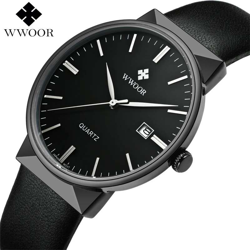2017 Brand Luxury Men Leather Waterproof Sports Watches Men s Quartz Casual Wrist Watch Male Black