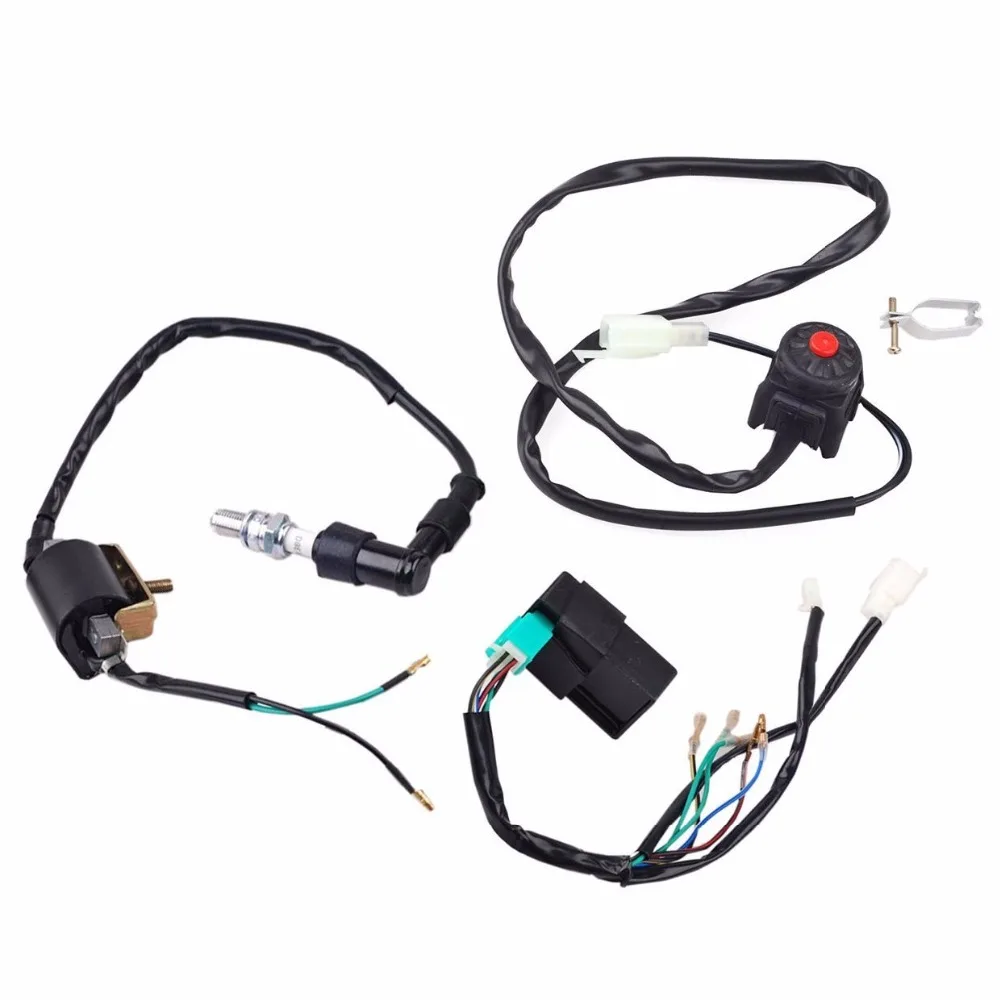 

MYMOTOR Wire Harness Wiring Loom CDI Ignition Coil Spark plug Rebuild Kit for Kick Start Dirt Pit Bike ATV 50-160cc