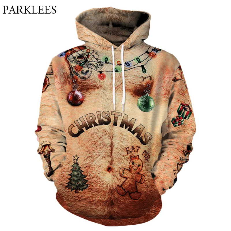 Hoodie Men Arvilhill Men Christmas Ugly 3D Printed Graphic Long