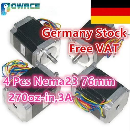 

[EU Delivery&Free VAT] 4Pcs Nema23 76mm CNC Stepper Motor 270 Oz-in 3A stepping motor Embroidery 3D Printer Router Machine