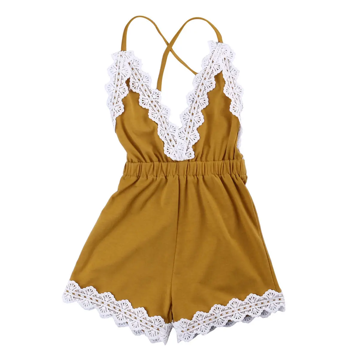 طفلة رومبير 2017 حار أزياء عارية الذراعين أكمام strappy و الصيف الطفل بنات الرباط رومبير بذلة sunsuit