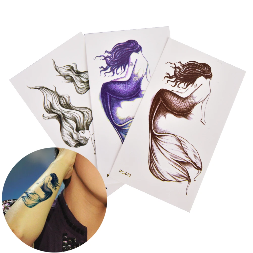 

1 Sheet Waterproof Mermaid Temporary Tattoo Arm Leg Body Flash Tatoo Sticker Henna Tatto Stickers Fake Tattoos For Women Girl