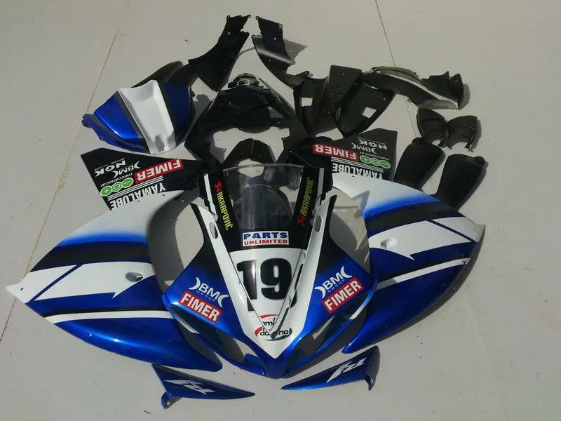 Комплект обтекателей под давлением для YAMAHA YZFR1 09 10 11 12 YZF R1 YZF1000 2009 2010 2012 Белый Синий