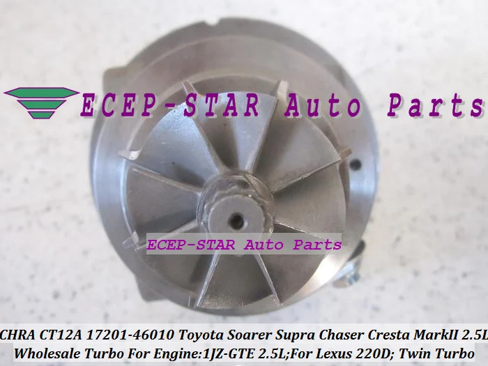 1pc Twin Turbo Cartridge CHRA CT12A 17201-46010 17208-46010 Turbocharger For TOYOTA Soarer Supra Chaser Cresta Mark II Lexus 220D 1JZ-GTE 2.5L-