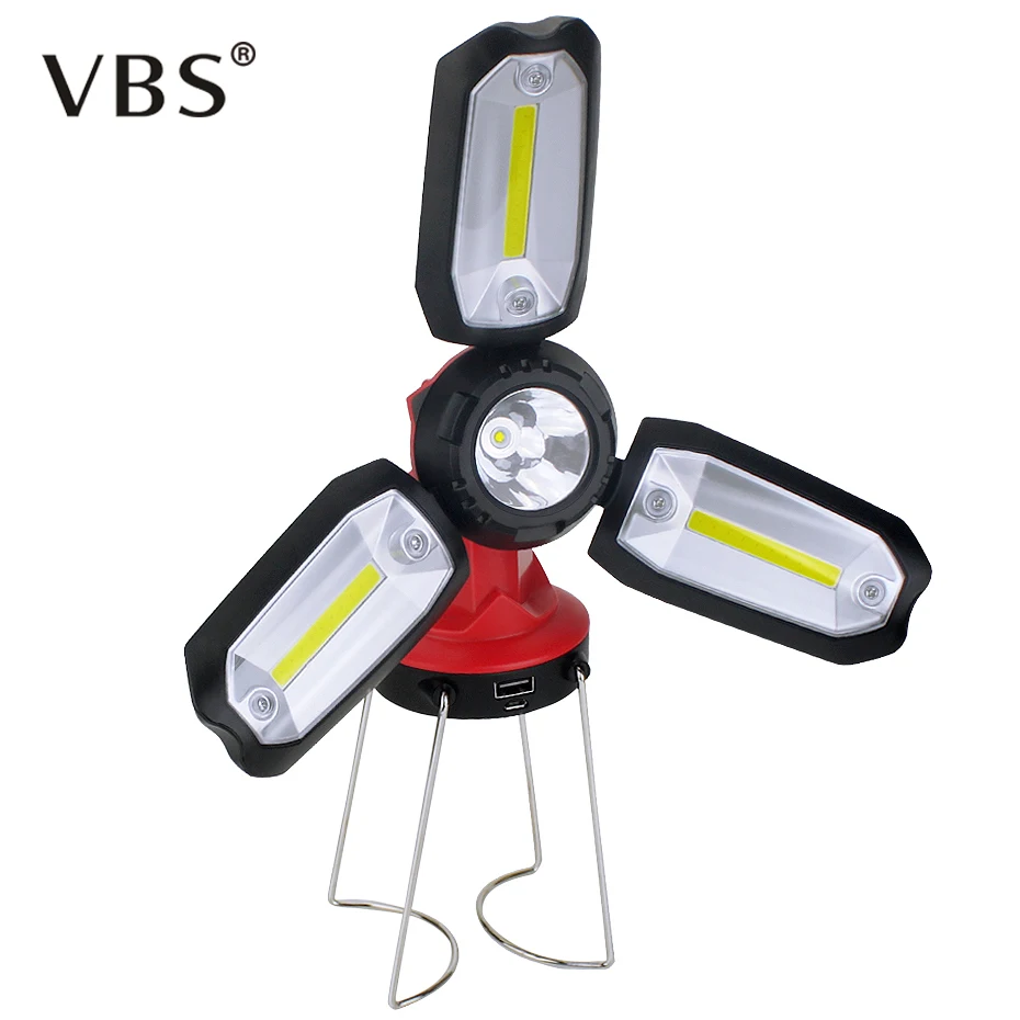 

Multifunctional Work Light XPE+COB LED Camping Lantern with Stand Hanging Rechargeable Tent Lamp Flashlight for Hiking Emergency