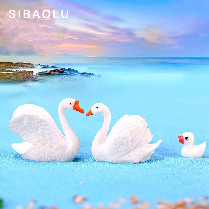 Figurines De Cygne Amoureux Blanc 2 Pieces Lot Decoration De Canard De Dessin Anime Mini Statue D Animaux De Jardin Feerique Ornements De Bureau A Domicile Aliexpress