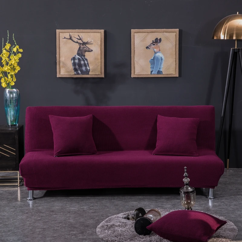 Плюшевый чехол для дивана, кровати, сплошной чехол для дивана, кровати, без подлокотника, чехлы для дивана, для раскладного дивана, кровати, чехлы для дивана - Цвет: Dark Purple