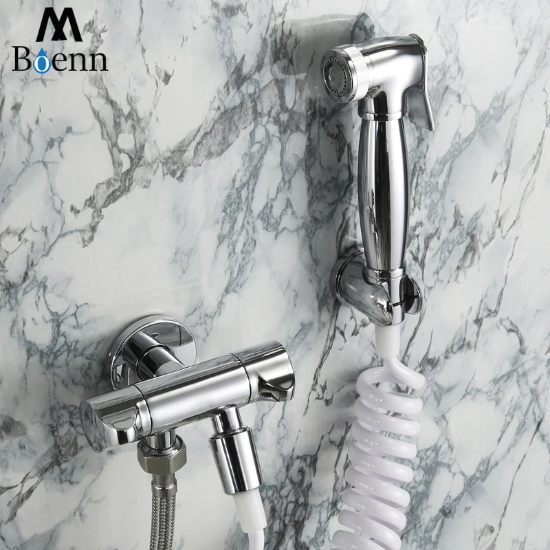 Modern Bath WC Toilets Shower Spray Toliet Bidet Faucets Brass Chrome  Bathroom Hardware Hand Held  Bidet Sprayer Bidets