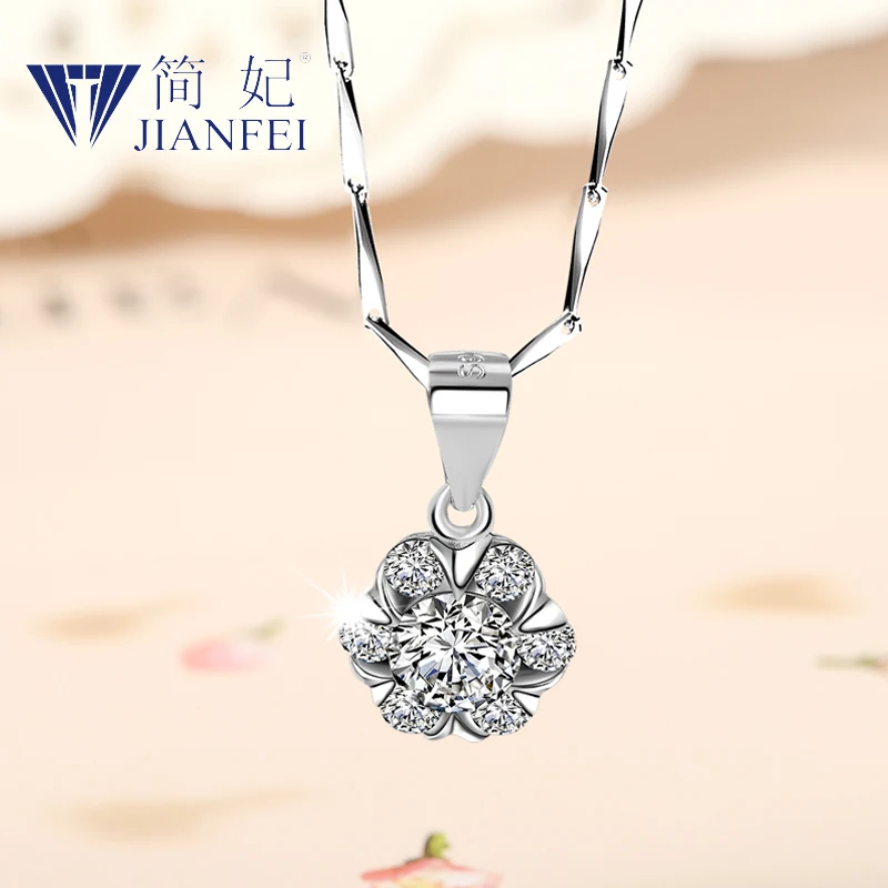 

Zircon flower Arrival Europe Style Jewelry for Women Girl Gift 925 sterling silver necklace 6