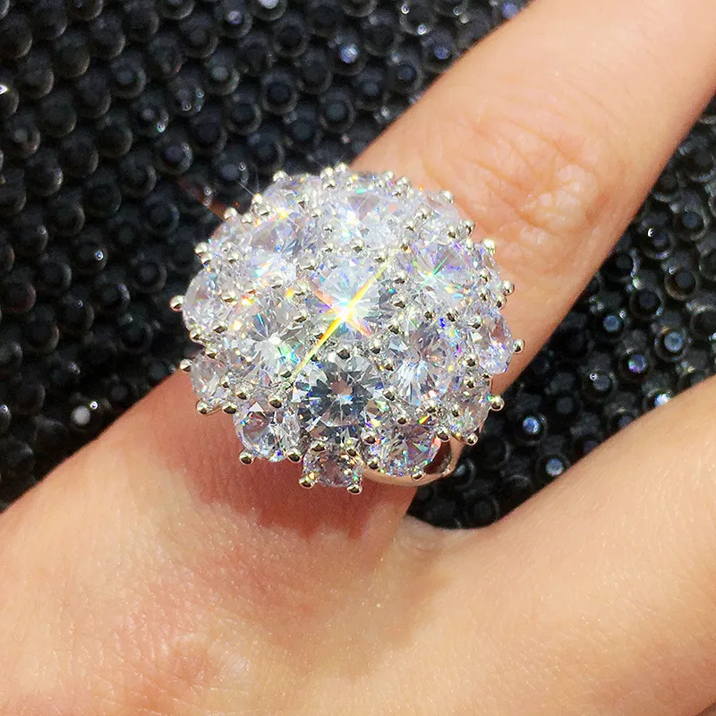 Роскошное кольцо с большим кристаллом, циркониевым камнем, женское, 925, серебряное обручальное кольцо, винтажные вечерние Обручальные кольца для женщин