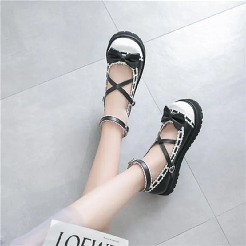 

bowknot LOLITA Shoes JK Uniform Shoes PU Leather lolita Shoes A952