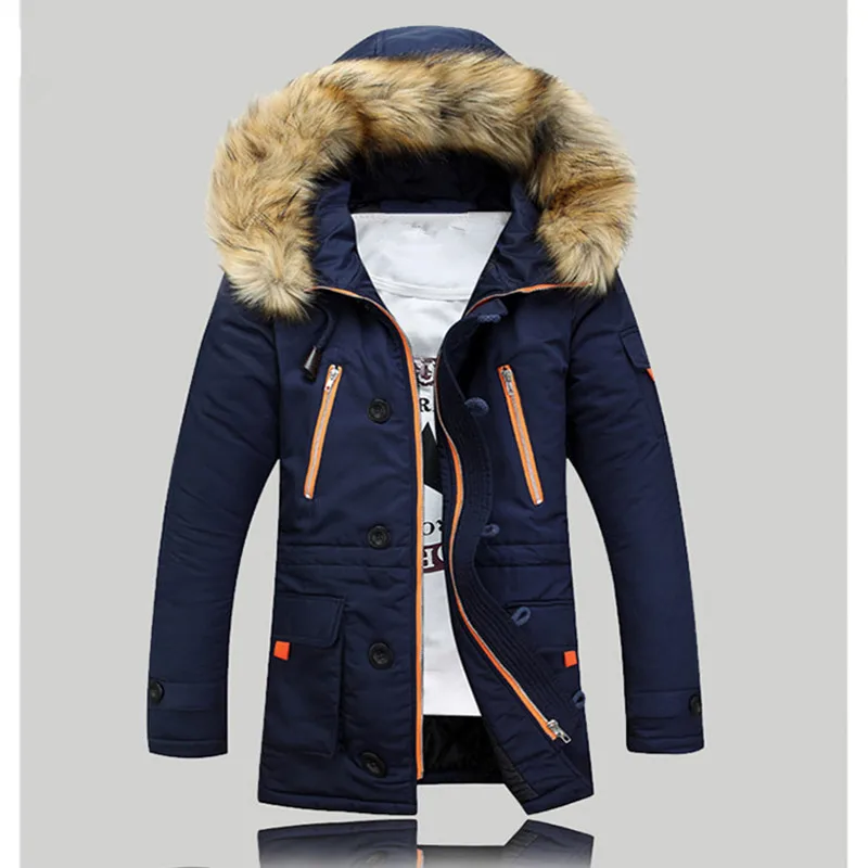 

Winter cotton-padded clothes men thickening heavy hair long in a hooded cotton-padded jacket coat collars cotton-padded jacket