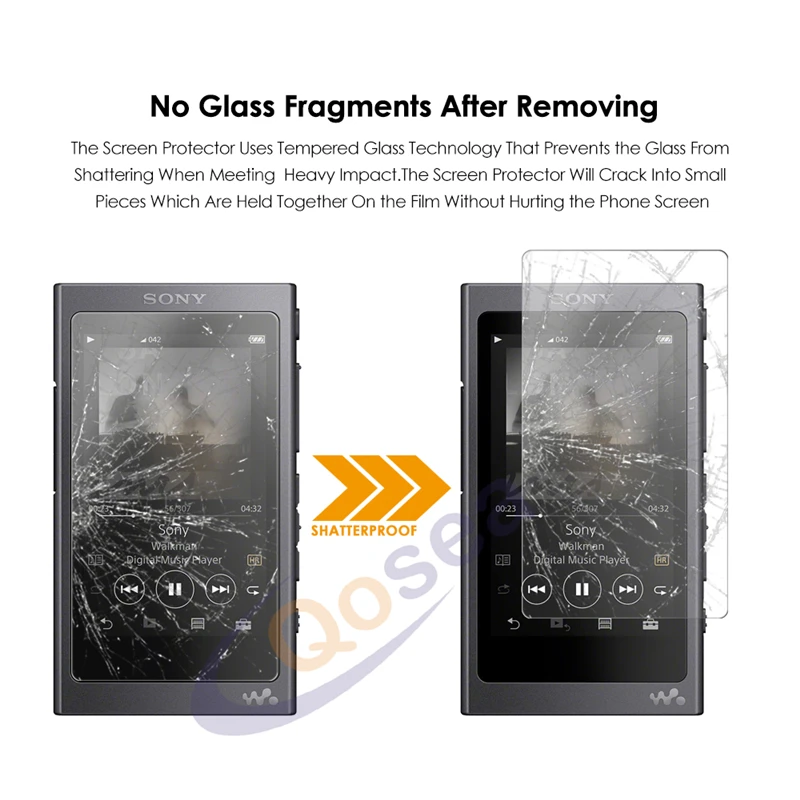 Защитная пленка Qosea для Sony Walkman 9H прозрачная Взрывозащищенная закаленное стекло с
