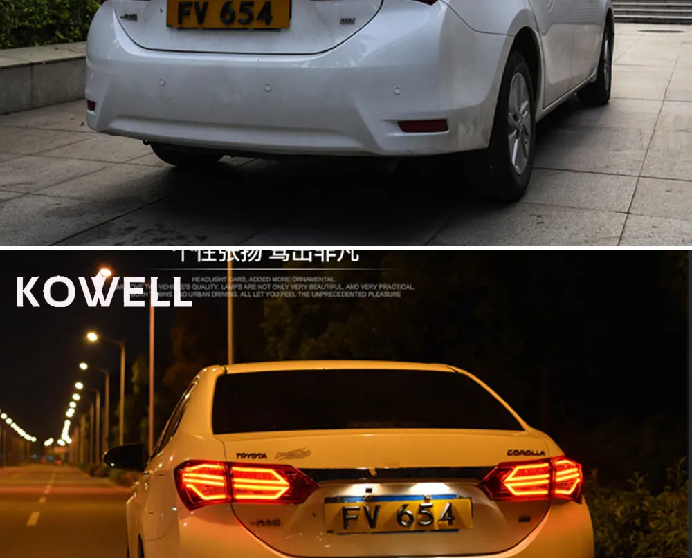 KOWELL- для toyota Corolla светодиодный задний фонарь автомобильный Стайлинг багажная лампа сигнал+ тормоз+ Обратный парковочный свет