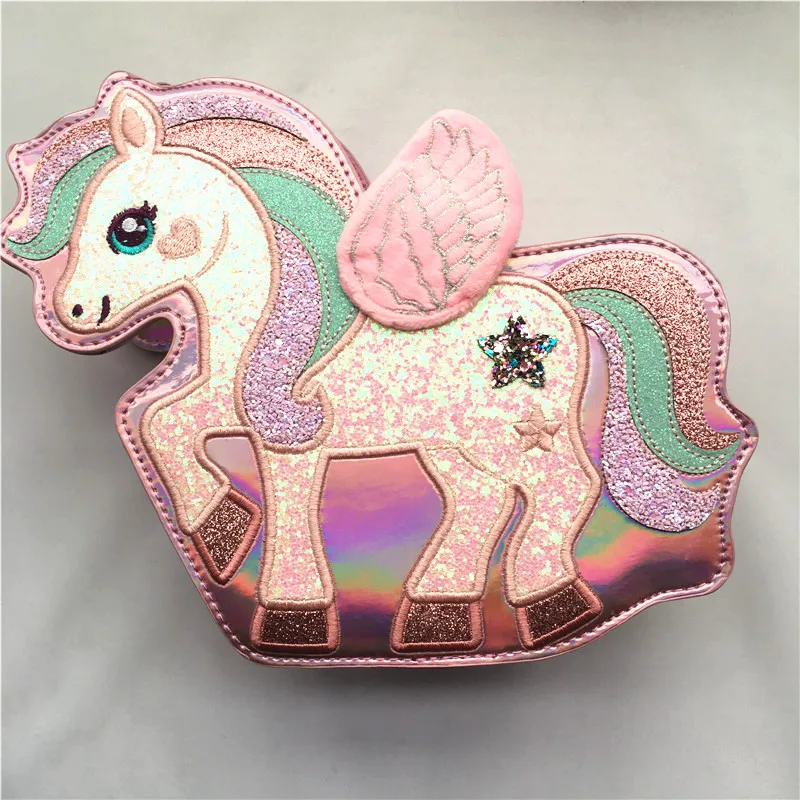 

2019 new unicorn sequins laser Pu girl shoulder bag Messenger bag clutch bag mini ladies wallet