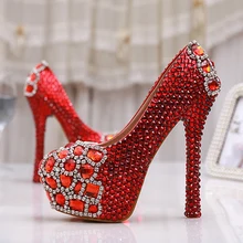 Neue High Fashion Rot Strass Pumpen frauen Party Schuhe Brauthochzeitskleid Schuhe High Heels Lady Prom Schuhe