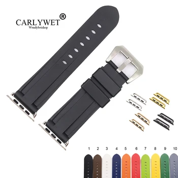 

CARLYWET Fashion 38 40 42 44mm Black White Silicone Rubber Replacement Wrist Watchband Strap Loop Belt For Iwatch Series 4/3/2/1