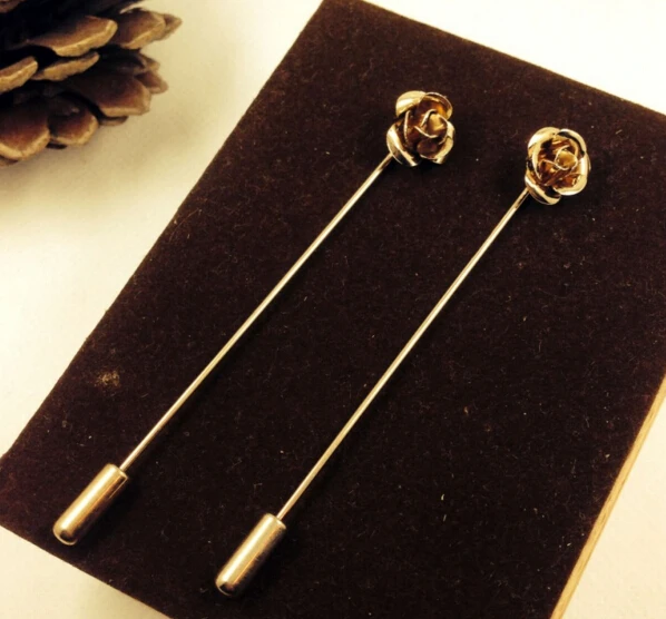 18K Gold Plated mini Rose Flower Brooch Pin Men suit Accessories