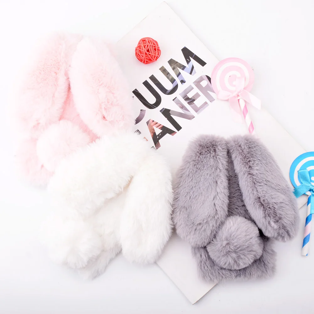 Lovely Fur Rabbit Bunny Phone Case For Huawei P Smart Soft Cover For Huawei y6 Prime 2018 y7 y9 2019 Nova 3 3i Honor 8X 7A 7C (5)