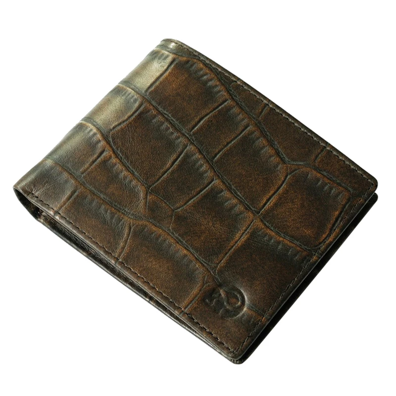

Cowhide Real Genuine Leather Men's Alligator Pattern Short Wallet Bifold Clutches Coin Dollar Price Purse Pouch ID Card Holder