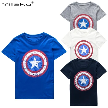 2017 Summer Boys T shirt Clothes Captain America Kids T-shirts For 1~11 Y Boy Cartoon Tops Tees Children Clothing CG050