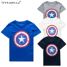 Yilaku Boys T shirt Summer Clothes Captain America Tops Kids T shirts For 1 11 Y