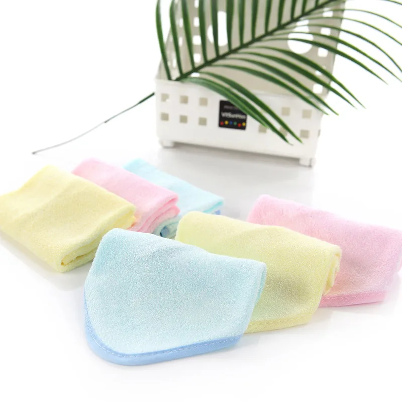 Fashionable Bamboo Fiber Children Kids Boys Girls Solid Color Face Hand Wash Towel Skin-friendly Handkerchiefs 2pcs FS0657