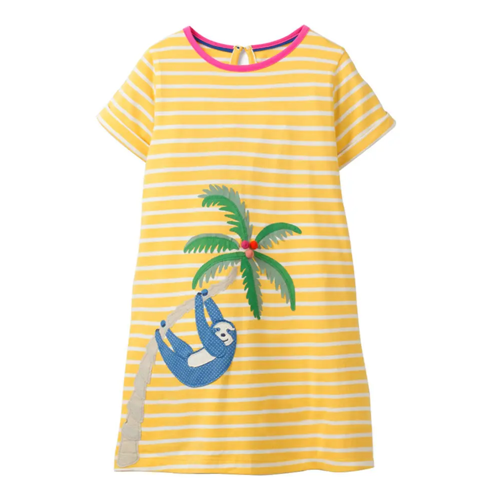 Vidmid детские для девочек, платья для девочек одежда с коротким рукавом для детей из хлопка для девочек, одежда в стиле «пэчворк» для От 2 до 7 лет для девочек - Цвет: as photo