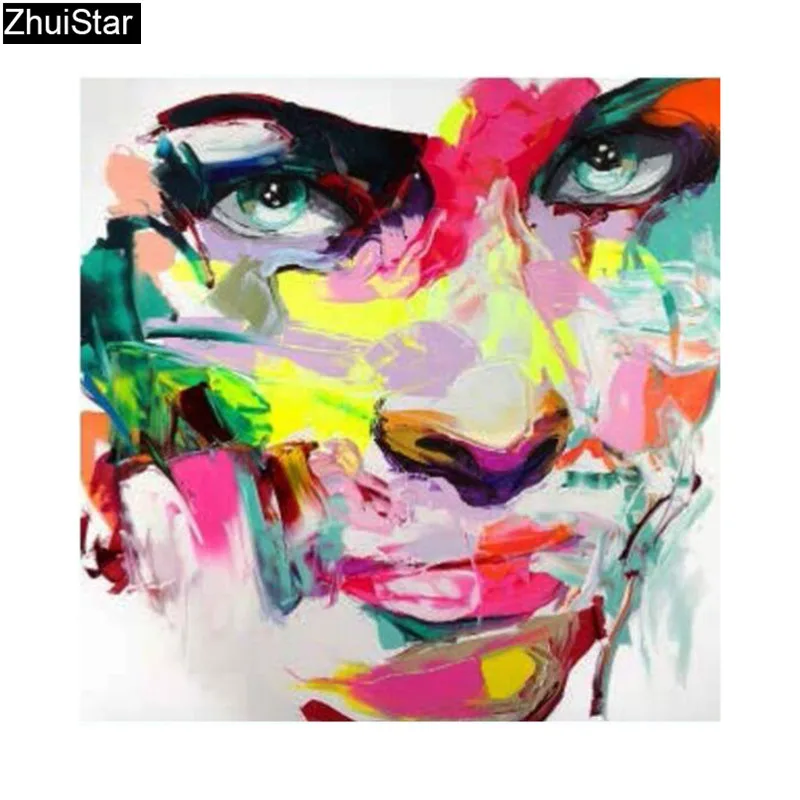 

5D DIY Diamond Painting Cross Stitch Handcraft Mosaic Kit Color Pretty Lady Face Beaded Embroidery Beauty Crafts Art XY1