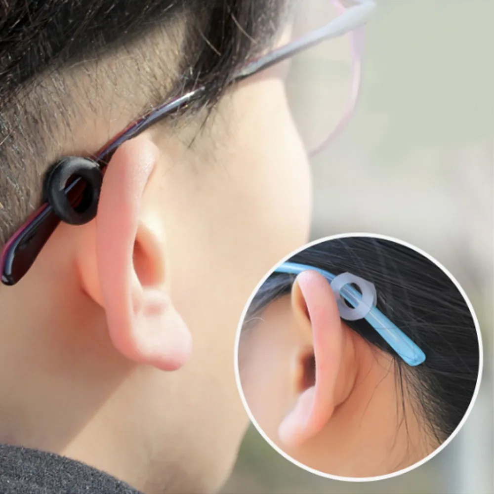 

Glasses Ear Hooks Round Anti Slip Silicone Grips Eyeglasses Sports Temple Tips