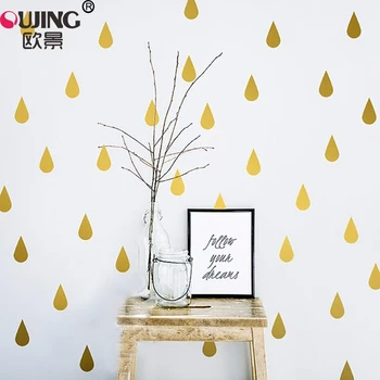 

4*6cm*20pcs Gold Raindrop Wall Sticker For Kids Baby Rooms Wall Decals Bedroom Poster Home Decor Child Gifts PVC DIY Art Mural