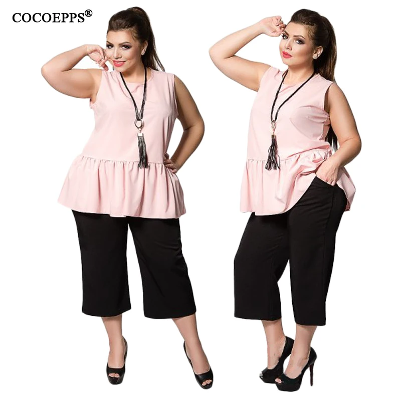 Casual Mujeres Sin Tamaño Gran De cuello Más Ropa Flojo Gasa Mangas Tops Riza O Blusa rosado 2018 6xl La Las Marfil Cocoepps xv5qw8nX5