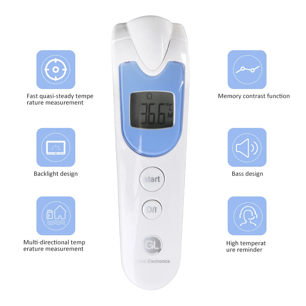 GL Muti-fuction Thermometer LCD Digital Ear Forehead Thermometer Infrared Forehead Body Termomete N