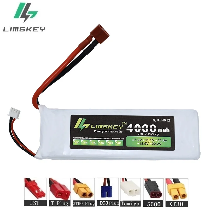 

Limskey 3S 11.1v 4000mah Lipo Battery 35c For Helicopter Four axis RC Car Boat power T/XT60/JST Plug 3s lipo battary 11.1 v
