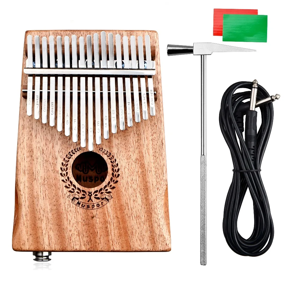 Электрический датчик Kalimba Mbira с 17 клавишами из красного дерева для большого
