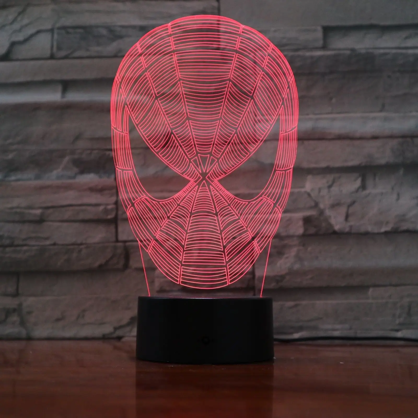 3D Atmosphere Light Print Lamp Led Illusion Spide Man Mask Usb 7color Table Night Bedroom | Лампы и освещение