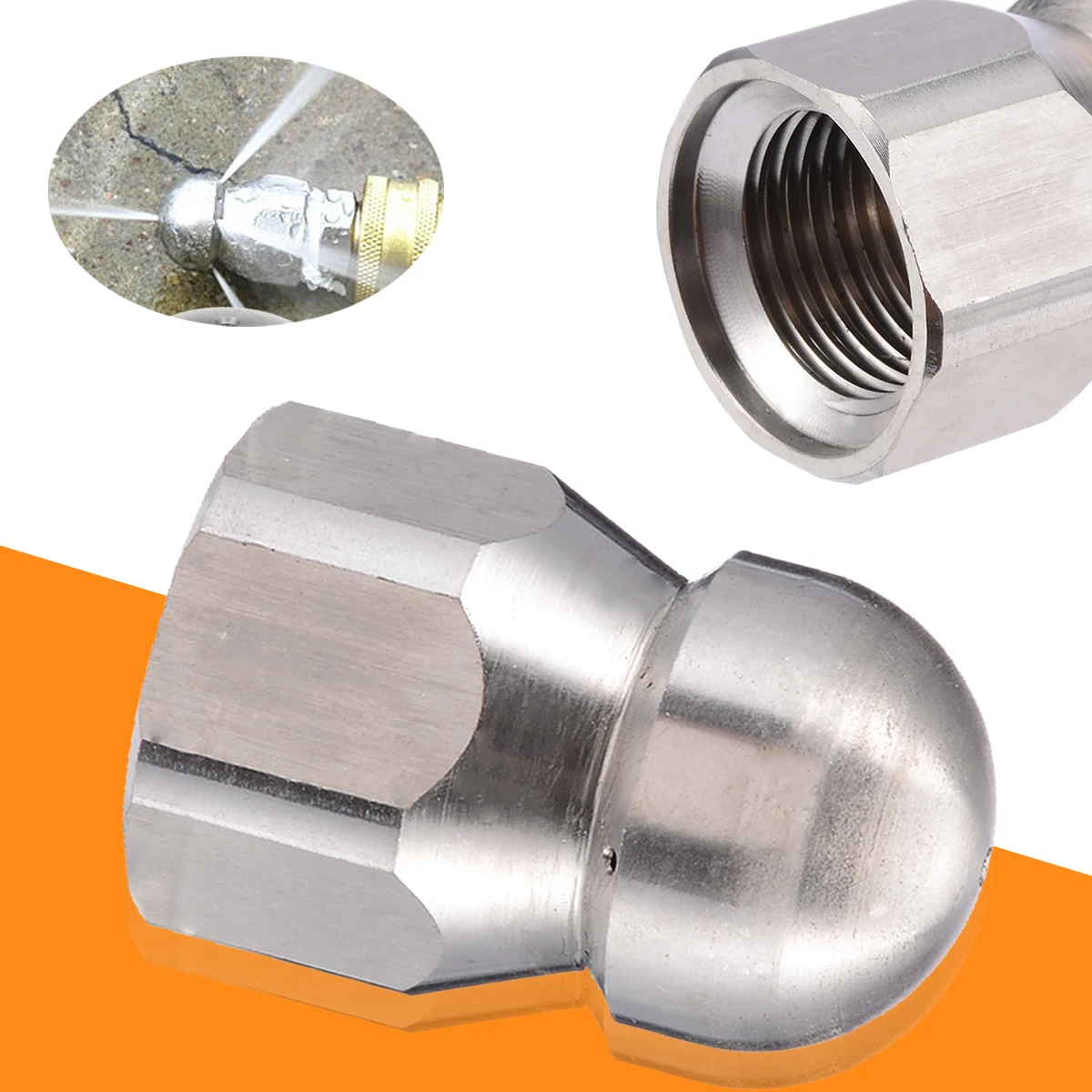 New 1/2''F Pressure Nozzle Washer Drain Sewer Dredge Cleaning Pipe Nozzle Jetter Stainless Steel 5 Jet Rotary Nozzles