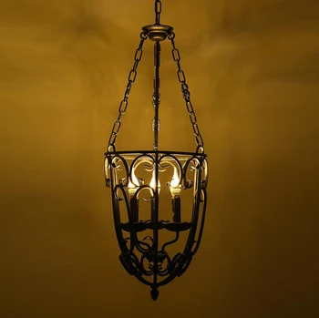 

2020 American country industrial European wind ancient wrought bar restaurant iron cage pendant lighting lantern droplight