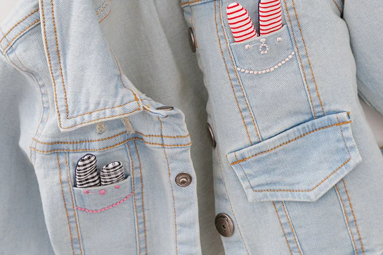 baby girls denim jackets coats spring autumn kids jeans coat children outerwear infant girl cartoon rabbit outerwear coats (19)
