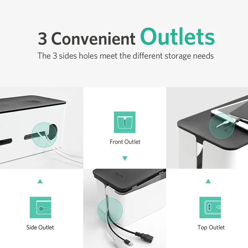 Tanie Ugreen domu elektroniczne akcesoria organizer do kabli pudełko do listwy zasilającej pamięci masowej USB kabel ładowarki zarządzania o dużej pojemności pudełko