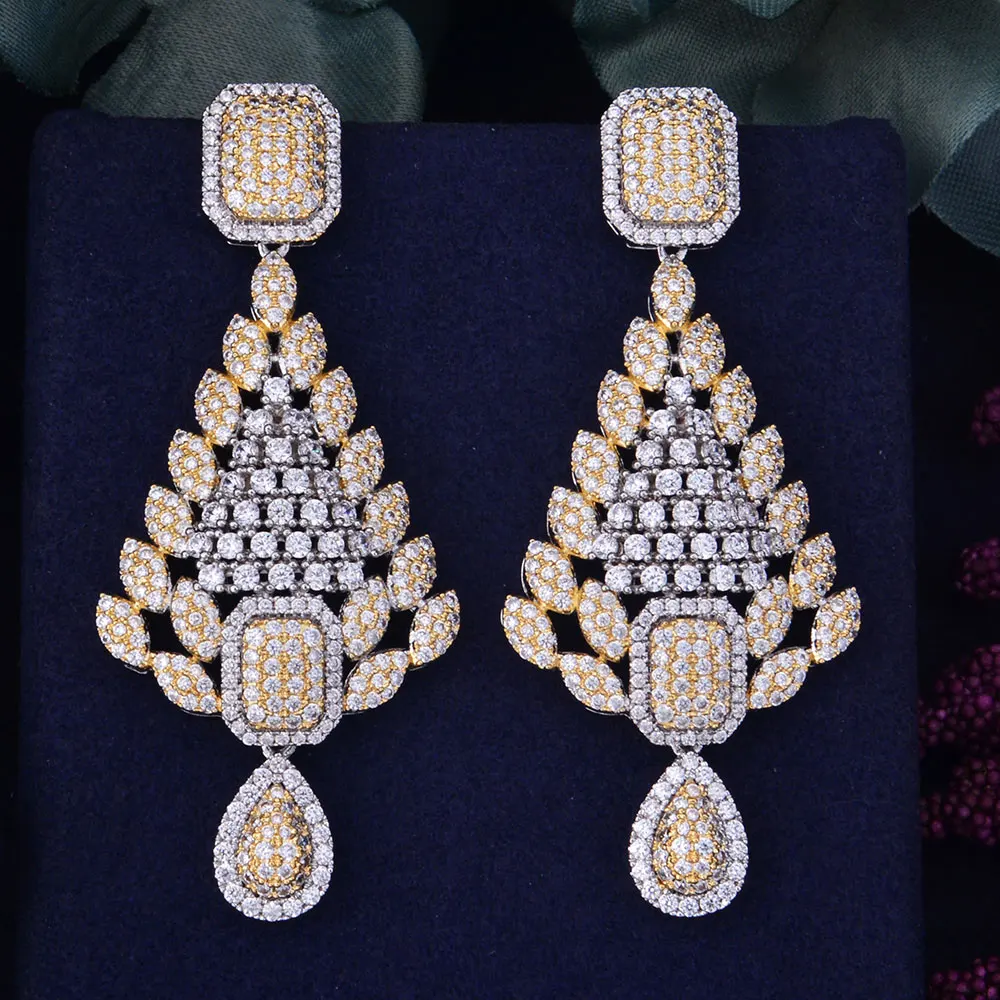 

GODK 67mm Luxury Princess Full Mirco Cubic Zirconia Naija Wedding Women Earring Fashion Jewelry